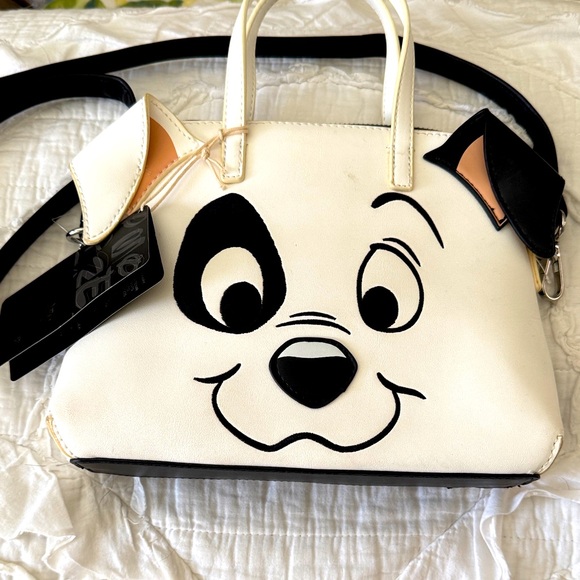 Loungefly Disney Black and White Dalmatian Dog Face Bag - Picture 1 of 6